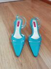 Jacques Vert turquoise leather sling back shoes size UK 7 EUR 40