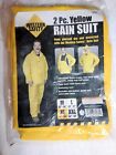 2 Piece Rain Suit Jacket/Coat + Pants Mens Xl Hood Work Road Construction Yellow