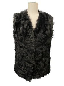 Women's Linda Richards Luxury Black Knitted Lamb Fur Open Vest Sz S - Picture 1 of 8