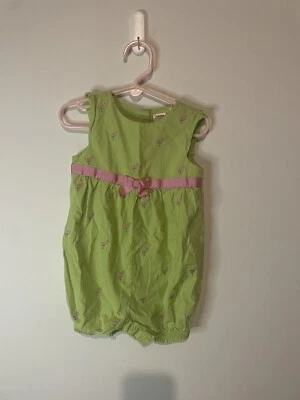 Gymboree ISLAND FUN Rosa Flamenco Verde 1 Pc. Mameluco 2t broches de presión en la entrepierna Foto 1 de 4