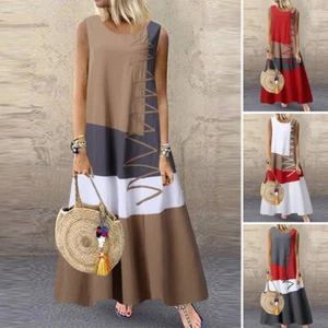 ZANZEA Womens Casual Holiday Sundress Patchwork Vintage Night Gown Dancing Dress - Picture 1 of 14