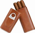 Cigar case Cedar Wood Lined - Cigar Travel case Cigar Cutter humidor case (Brown