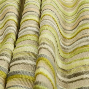 Green Beige Striped Velvet Jacquard Upholstery Fabric For Cushions & Curtains - Picture 1 of 5