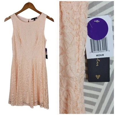 NEW City Triangle Dress Medium Lace Overlay Special Event Party Pink Knee Length - Image 1 of 4