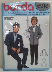 Burda Sewing Pattern 6918 Uncut Sizes 6-20 Teen & Boys Formal Jacket & Trousers - Picture 1 of 3