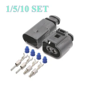 2 Pin Automotive Male Female Connector Plug Socket Kit for VW Audi Skoda Seat - Picture 1 of 5