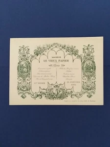 MENU' 17° DINER DU "LE VIEUX PAPIER", FRANCIA 1905. - Foto 1 di 1