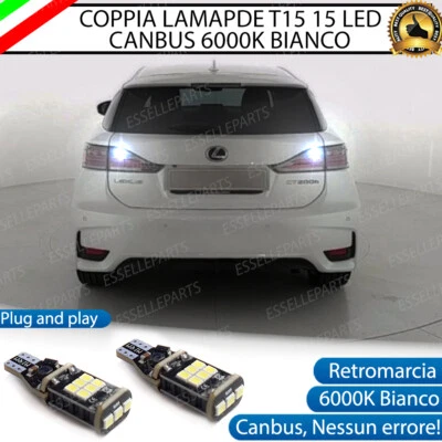 COPPIA LAMPADE T15 W16W 15 LED CANBUS PER LEXUS CT 6000K RETROMARCIA - Immagine 1 di 4