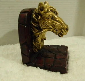 Fermalibro CBK Ldt ceramica oro testa di cavallo 1997 Western Equine Cowboy MCM - Foto 1 di 6