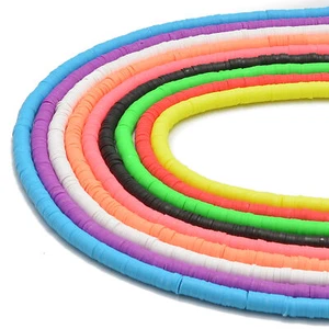 Cuentas de discos Heishi de arcilla de polímero cuentas tribales africanas 1x6 mm 15,5" cadena - Imagen 1 de 10