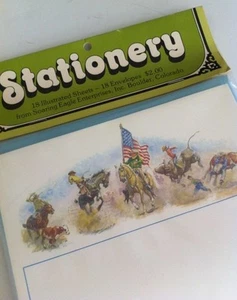 Cowboys & Horses American Flag Stationery Paper 18 Sheets and Envelopes US Flag - Picture 1 of 10