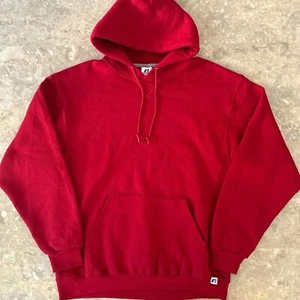 Vintage 2000s Russell Athletic Red Hoodie L 50/50 Fleece 22.5x27.5 - Picture 1 of 3