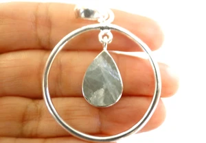 Aquamarine Aqua Blue Circle Of Life Dangle Drop 925 Sterling Silver Pendant - Picture 1 of 4