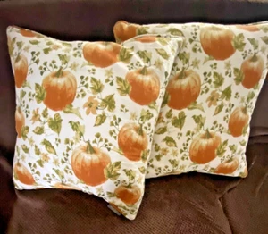 Envogue Harvest Down Throw Pillows 20” X 20” Fall/Pumpkin Theme- 2 New - Picture 1 of 3