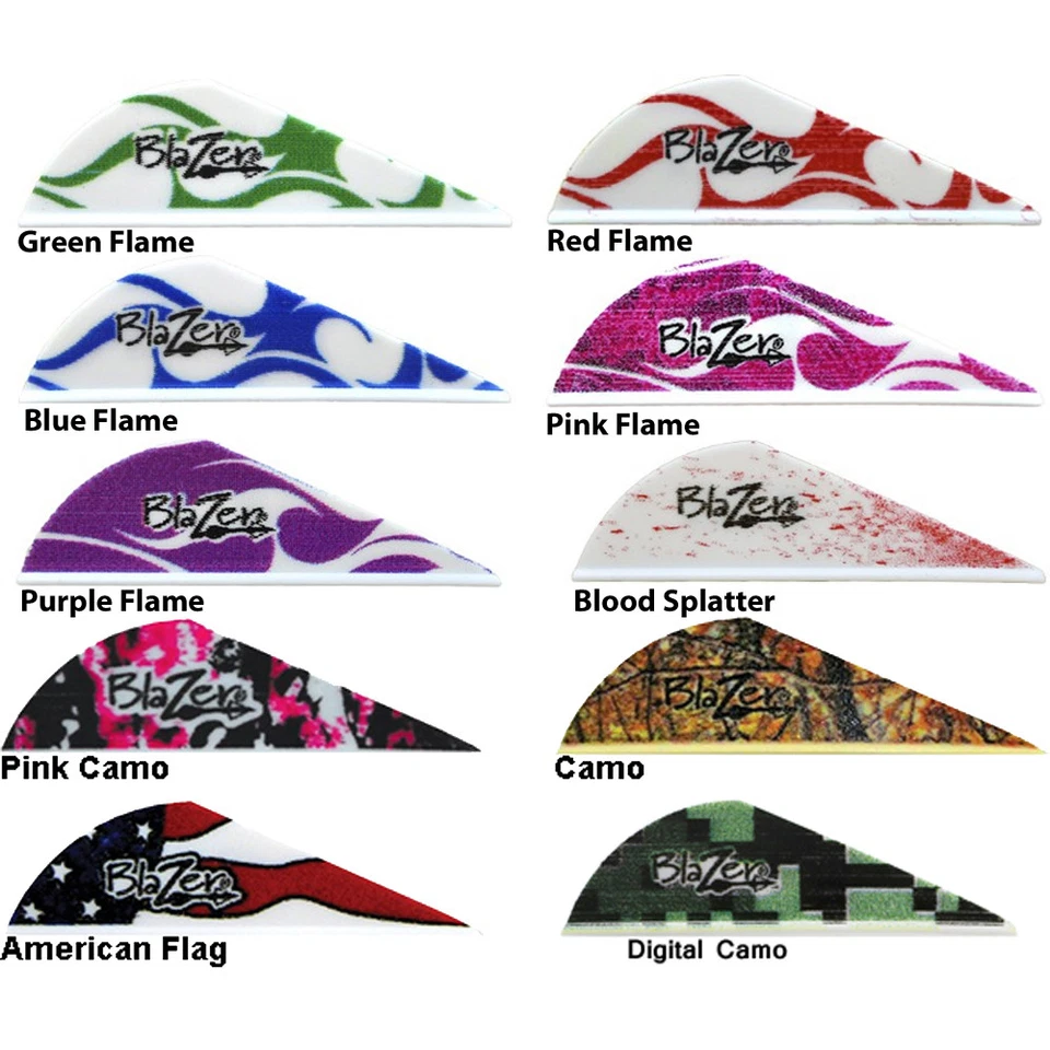 Flame 100 pk Bohning Blazer Vane 2" Camo Arrow Fletching Mix & Match 10 Colors