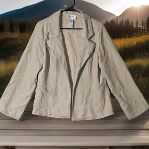 Maggie Sweet SW Beige Jacket Women's Size Medium Petite Soft Faux Suede Cowgirl  - Picture 1 of 11