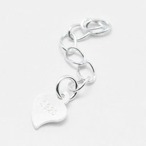 Cadenas extensoras de plata esterlina 925 con dijes para corazón. Tamaño: aproximadamente 30 mm de largo - Imagen 1 de 2