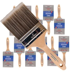 12PK 4" Flat House Wall,Trim Paint Brush Set Home Exterior or Interior Brushes - Picture 1 of 7