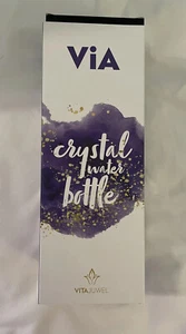VitaJuwel Wellness Gemstone Glass Water Bottle Amethyst Clear/Rose Quartz Pod - Picture 1 of 4