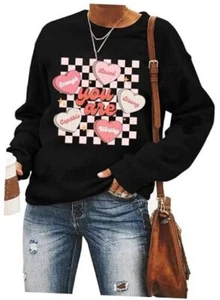 Ykomow Valentines Day Shirts Women Plaid Love Heart Valentines Medium A-black - Picture 1 of 2