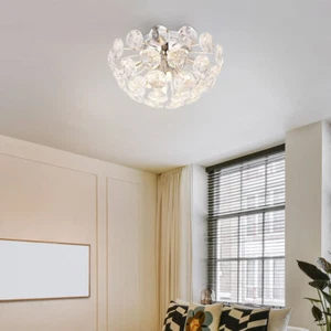 Plafoniera Luce Sala da Pranzo Cristalli Argento Lampada da Pavimento D 39 CM - Foto 1 di 6