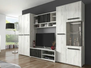 Wohnwand TV Lowboard Elegante Anbauwand Vitrine Wohnzimmer Modern Design Goya - Bild 1 von 10