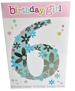 Age 6 6th birthday card for a female girl 7x5” card - Picture 1 of 2