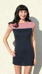 STRIPE DRESS size 8 - 2 tone Sailor Nautical Retro Anchor detail Rock Steady USA - Picture 1 of 2