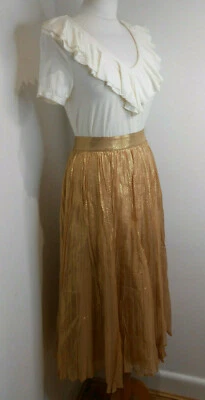 BNWT Kate Spade gold metallic pleated A line midi skirt US 2 UK 8 NEW - Image 1 of 4