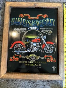 Vintage 1986 Harley Davidson HARLEYS & WHISKEY  Both Get Better With Age Mirror - Picture 1 of 8