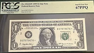 1999 $1 Federal Reserve STAR Note New York Fr. 1924-B* PCGS 67EPQ Superb Gem Unc - Picture 1 of 2