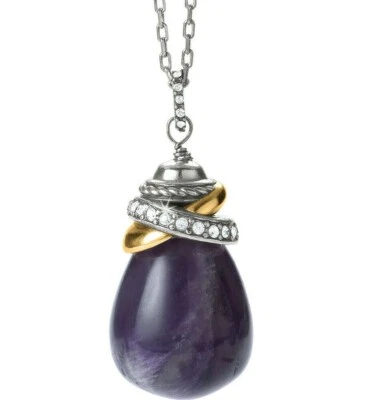 NWT Brighton NEPTUNE'S RINGS AMETHYST Purple Silver Gold Long Necklace MSRP $88 - Image 1 of 4
