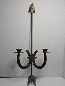 Metal Arrow Horseshoe Candle Wall Hanging Decor Rustic Western Indian Preowned - Picture 1 of 11