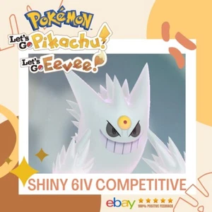 Mega Gengar Shiny ✨ Pokémon Let’s Go Pikachu Eevee Battle 6 IV Competitive EV - Imagen 1 de 2