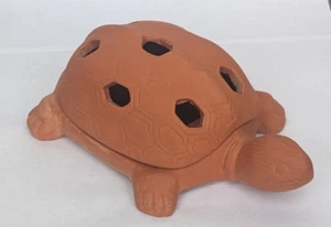Terra Cotta turtle tea light small candle holder 2 piece 5 x 7 1/2 x 2 3/4 in - Picture 1 of 5