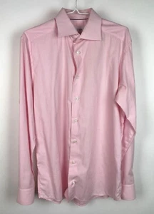 Eton Slim 39 15.5 Pink Gingham Button Up Men's Long Sleeve Shirt M, Fine Twill - Picture 1 of 8