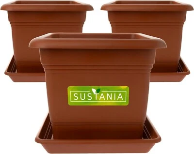 3er Set Blumenkasten Blumentopf Blumenkübel Pflanzkasten eckig 40x40 terracotta - Bild 1 von 4