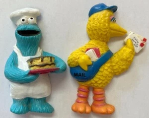 Vintage Sesame Street Big Bird and Cookie Monster 3D Rubber Fridge Magnets - Picture 1 of 9