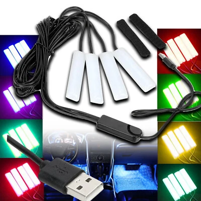 4X LED Blanco Tubo Pie Luz Inalámbrico Bluetooth Control USB RGB GM B L M Foto 1 de 2