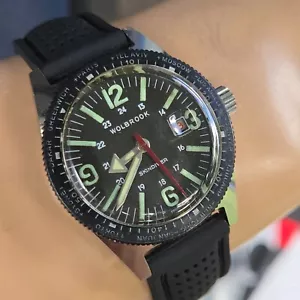 Vintage WOLBROOK Herren Handaufzug Uhr SKINDIVER Weltzeit Frankreich 60er Jahre - Bild 1 von 21