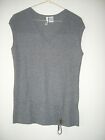 BARNEYS NY CO-OP SLEEVELESS LONG BELTED V NECK GRAY CASHMERE SWEATER S/M/P