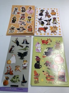 52 Sheets Halloween Stickers Vintage  Costumed Cats Dogs Pigs Frogs Hamsters - Bild 1 von 10