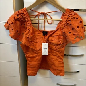 Orange Lipsy Cutout Ruffle Sleeves Size 8 Brand New With Tags - Picture 1 of 8