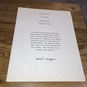 Clark Clifford JFK Asesor comentando sobre Jacqueline Kennedy, correspondencia - Imagen 1 de 3