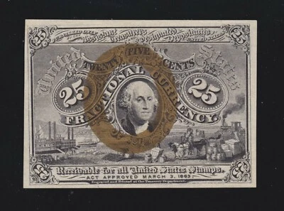 US 25c Fractional Currency Note 2nd Issue 18-65-S FR 1286 Ch CU - Image 1 of 2