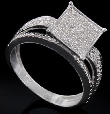 Womens 14K White Gold Finish Diamonds Size 7 Ring - Image 1 of 4