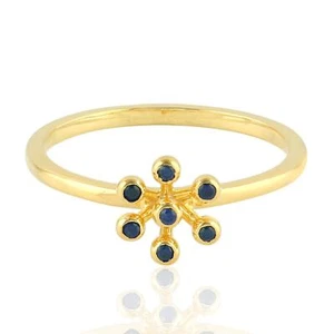 Ring 0,08ct Saphir Floral Design Zargenfassung 14k Gelbgold - Bild 1 von 6