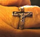 Marked Ster 925 SETA Cross Shaped Ring Size 8 Jesus on Cross 9/16" w  Sterling