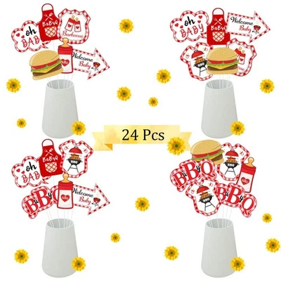 24 PCS BBQ Baby Shower Centerpieces, Baby Q Shower Decorations, Table Toppers - Image 1 of 4