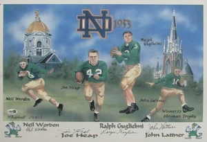 Worden/Heap/Guglielmi/Lattner Multi-Signed 13x19 Lithograph Notre Dame JSA 00811 - Picture 1 of 4